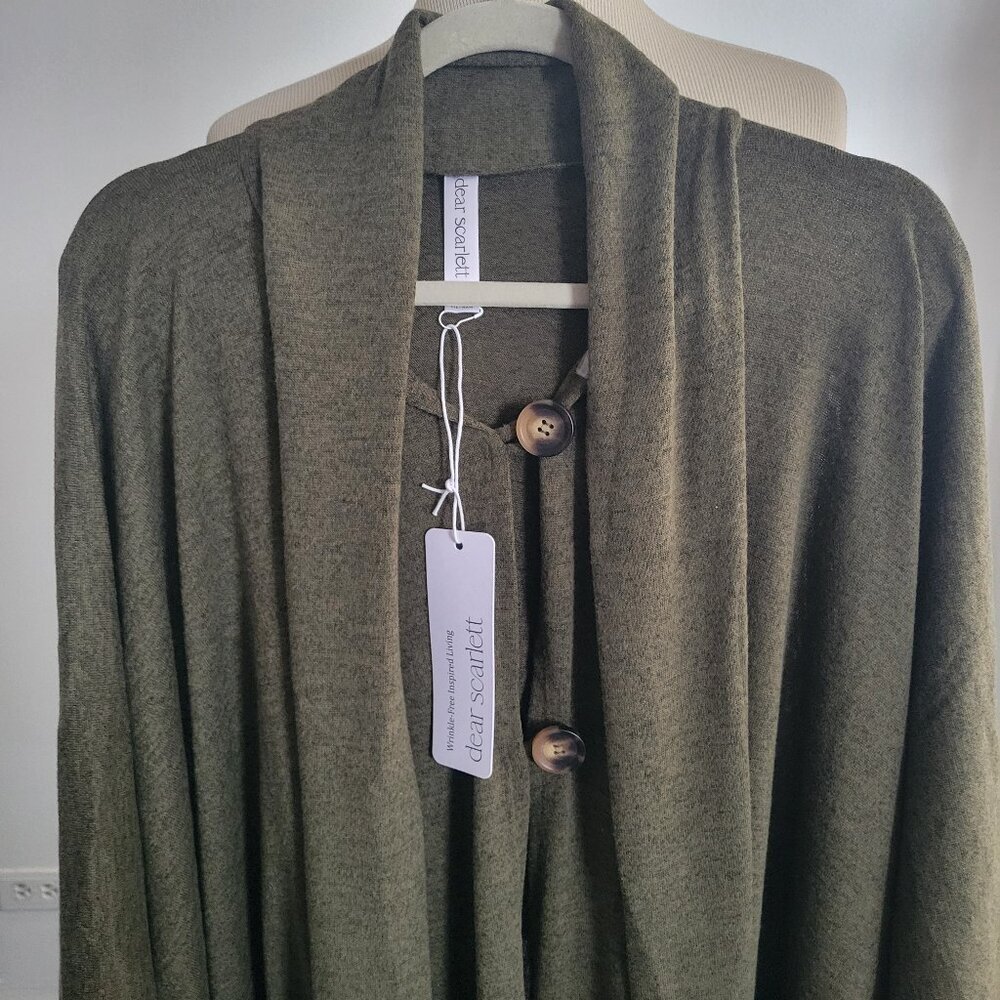 Dear Scarlett Green Knit Poncho Wrap Cape Cardigan (Size: One Size)